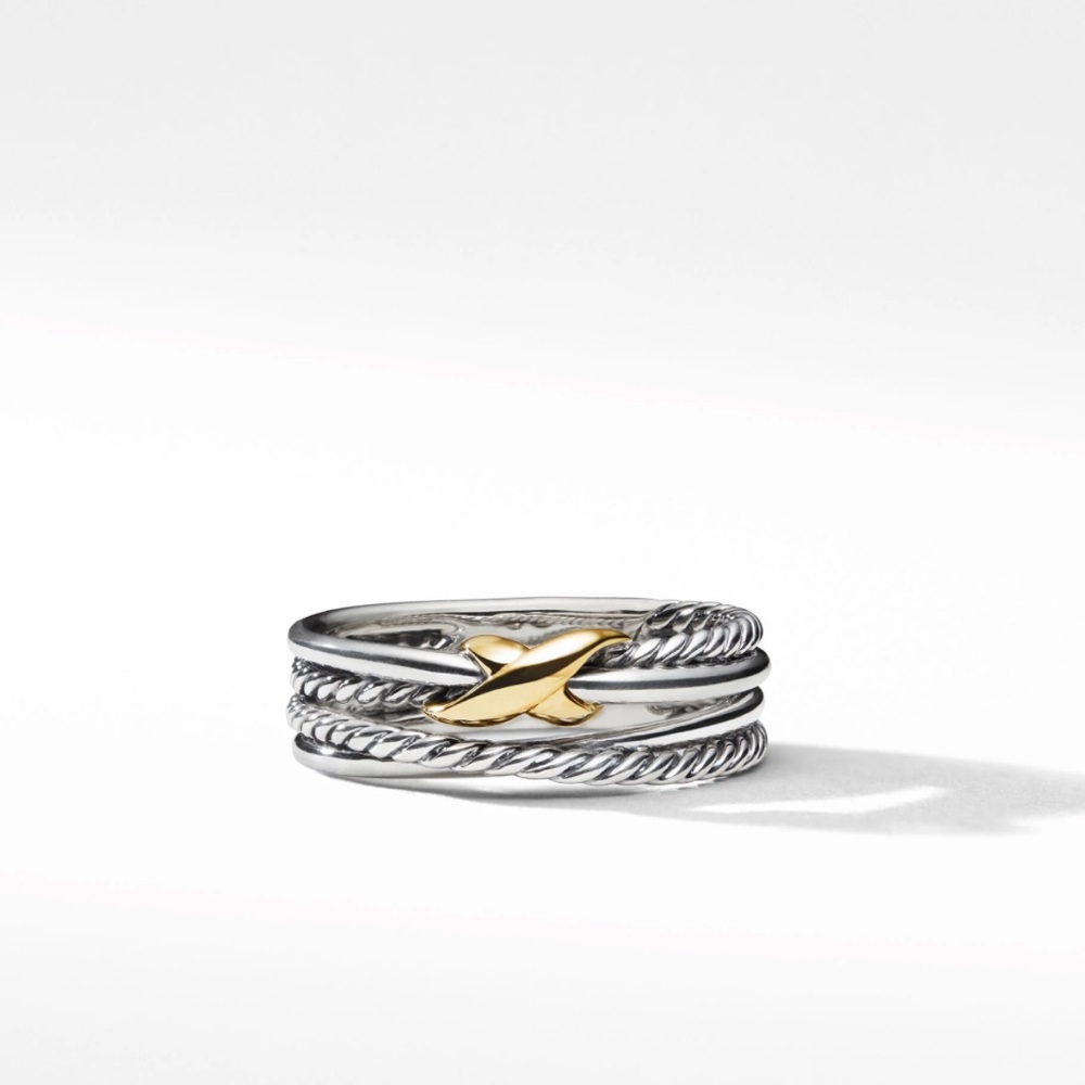 David Yurman X Crossover Band Ring in Sterling Silver with 18K Yellow Gold